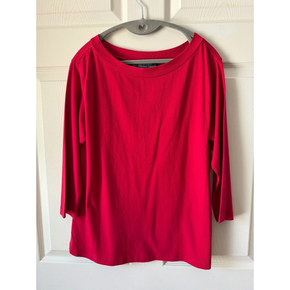 The J. Peterman Company Tops - J. Peterman Top Women Large Red 100% Supima Cotton Boat Neck 3/4 Sleeve Classic
